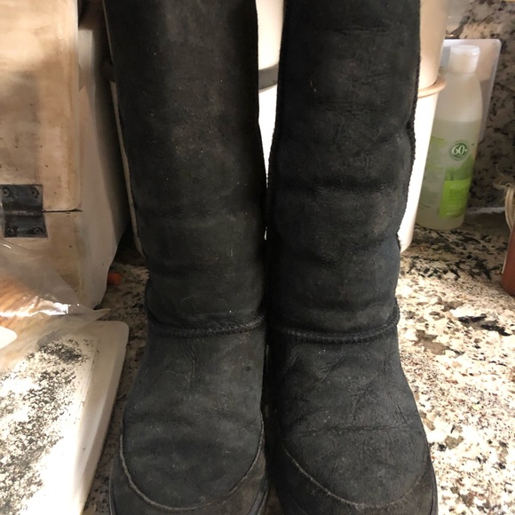 Ugg Classic Vintage Tall Boots Black Tasman Braid on back Black W7-M6 - Picture 4 of 6